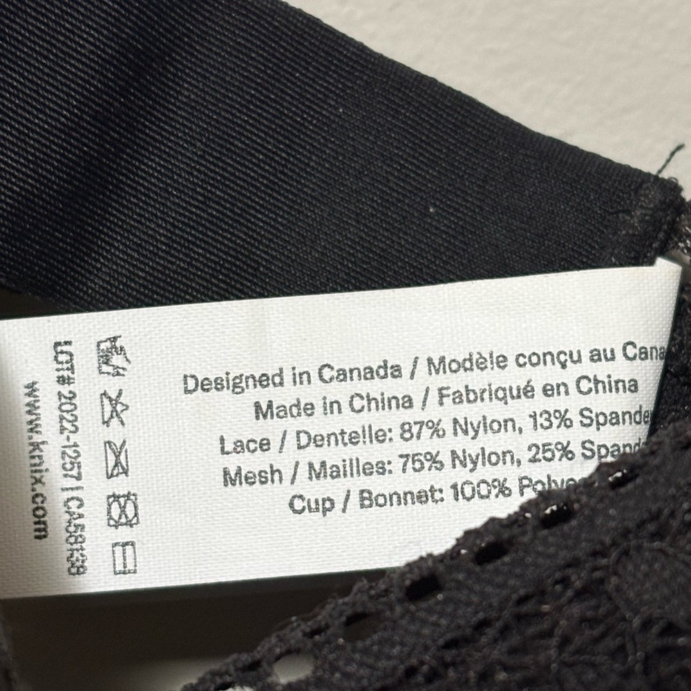 Knix Lace Deep V Bralette Black Lightly Padded - Picture 12 of 14